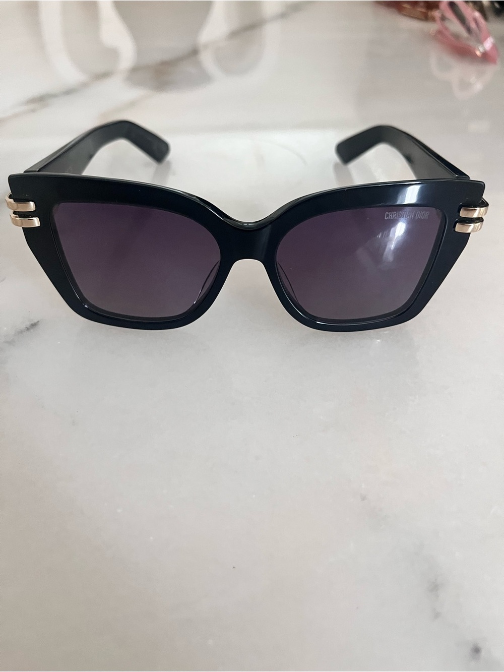 Dior Black Cat-Eye Sunglasses with Gold Accents